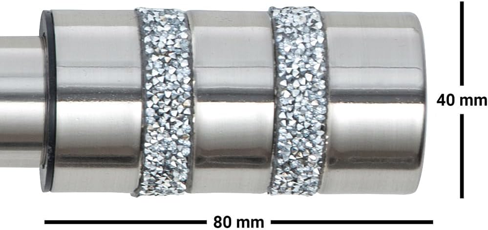 Diamante Barrel Metal Extendable Curtain Pole With Rings and Fittings, In a Variety of Colours and Sizes (25/28mm)