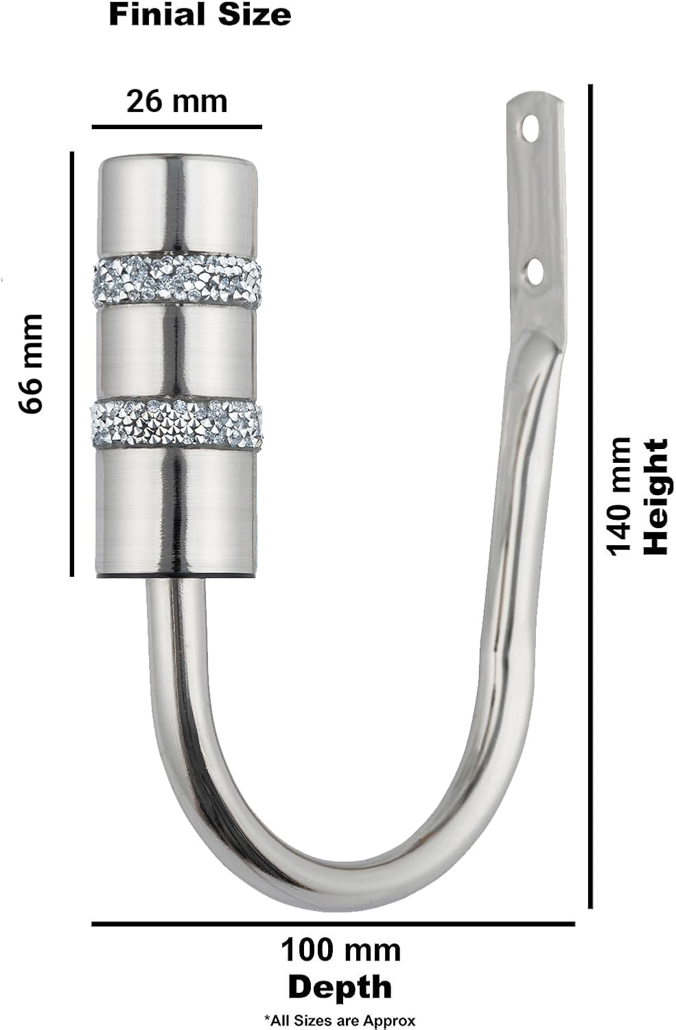 Diamante Barrel Metal Extendable Curtain Pole With Rings and Fittings, In a Variety of Colours and Sizes (25/28mm)