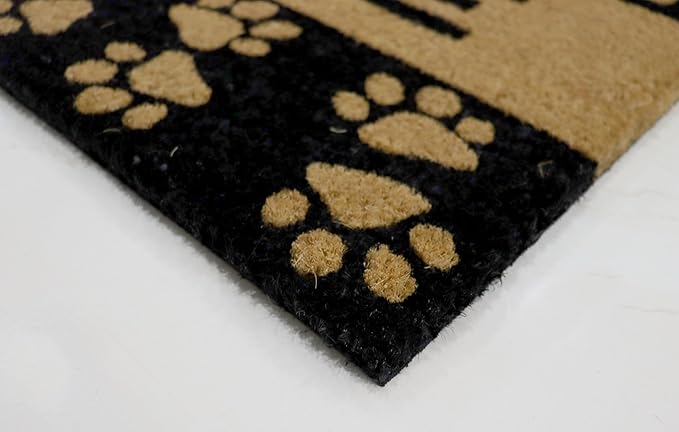 PVC Printed Paw Welcome Coir Door Mat 40cmx80cm