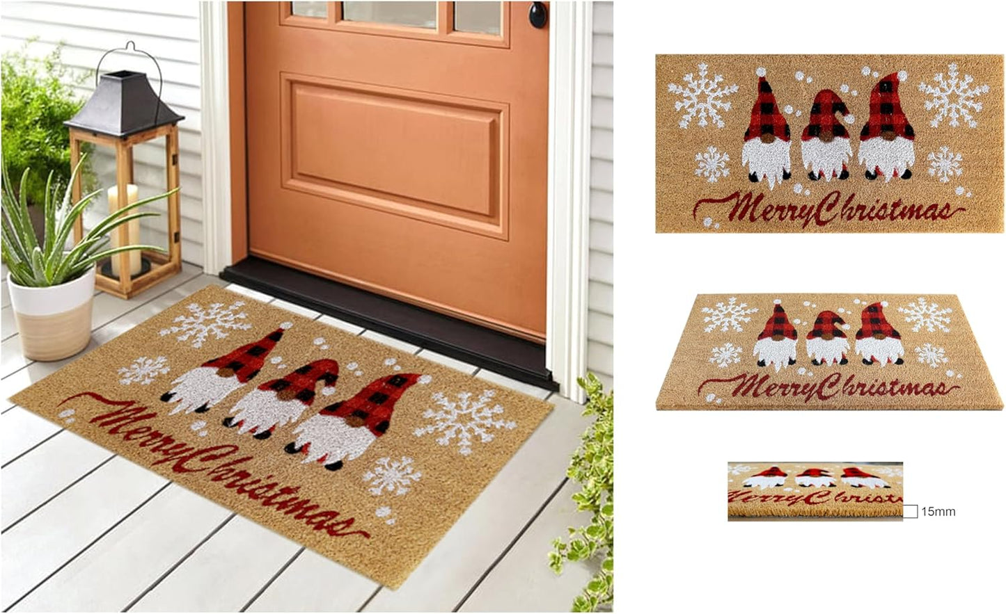 PVC Printed Christmas Gnome Door Mat 40cmx80cm