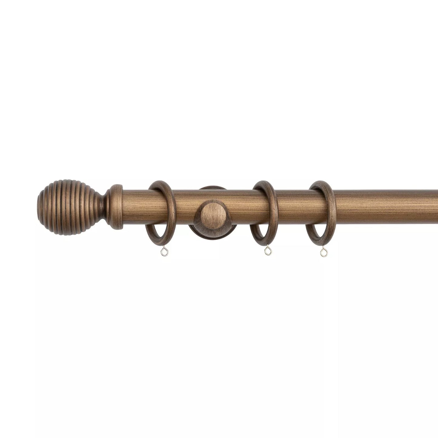 Ribbed Wooden Curtain Pole with Rings and Fittings 35mm - Antique Gold