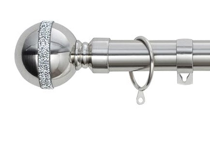 Diamante Ball Metal Extendable Curtain Pole with Rings and Fittings (25/28mm)