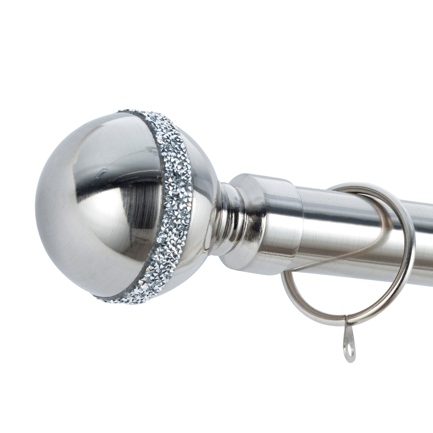Diamante Ball Metal Extendable Curtain Pole with Rings and Fittings (25/28mm)