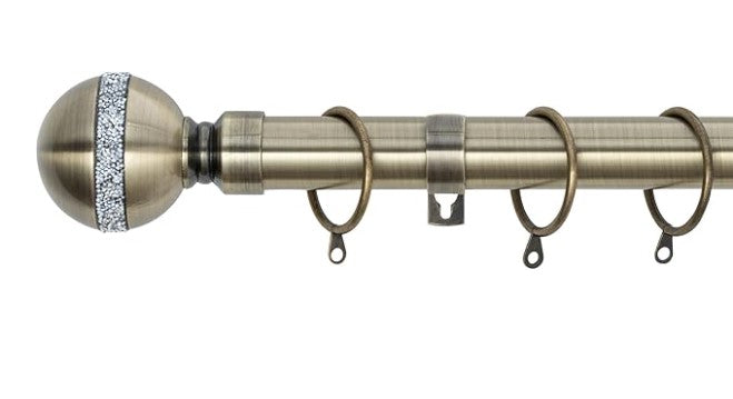 Diamante Ball Metal Extendable Curtain Pole with Rings and Fittings (25/28mm)