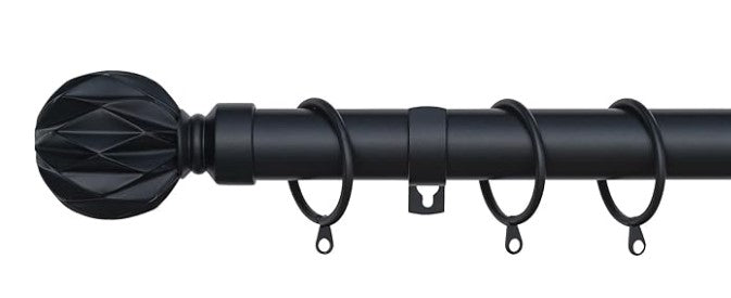 Geo Ball Metal Extendable Curtain Pole With Rings and Fittings (25/28mm)