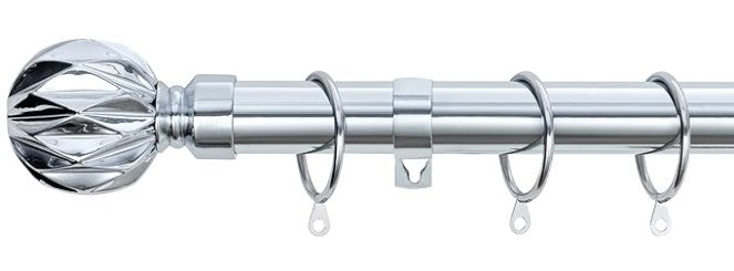 Geo Ball Metal Extendable Curtain Pole With Rings and Fittings (25/28mm)