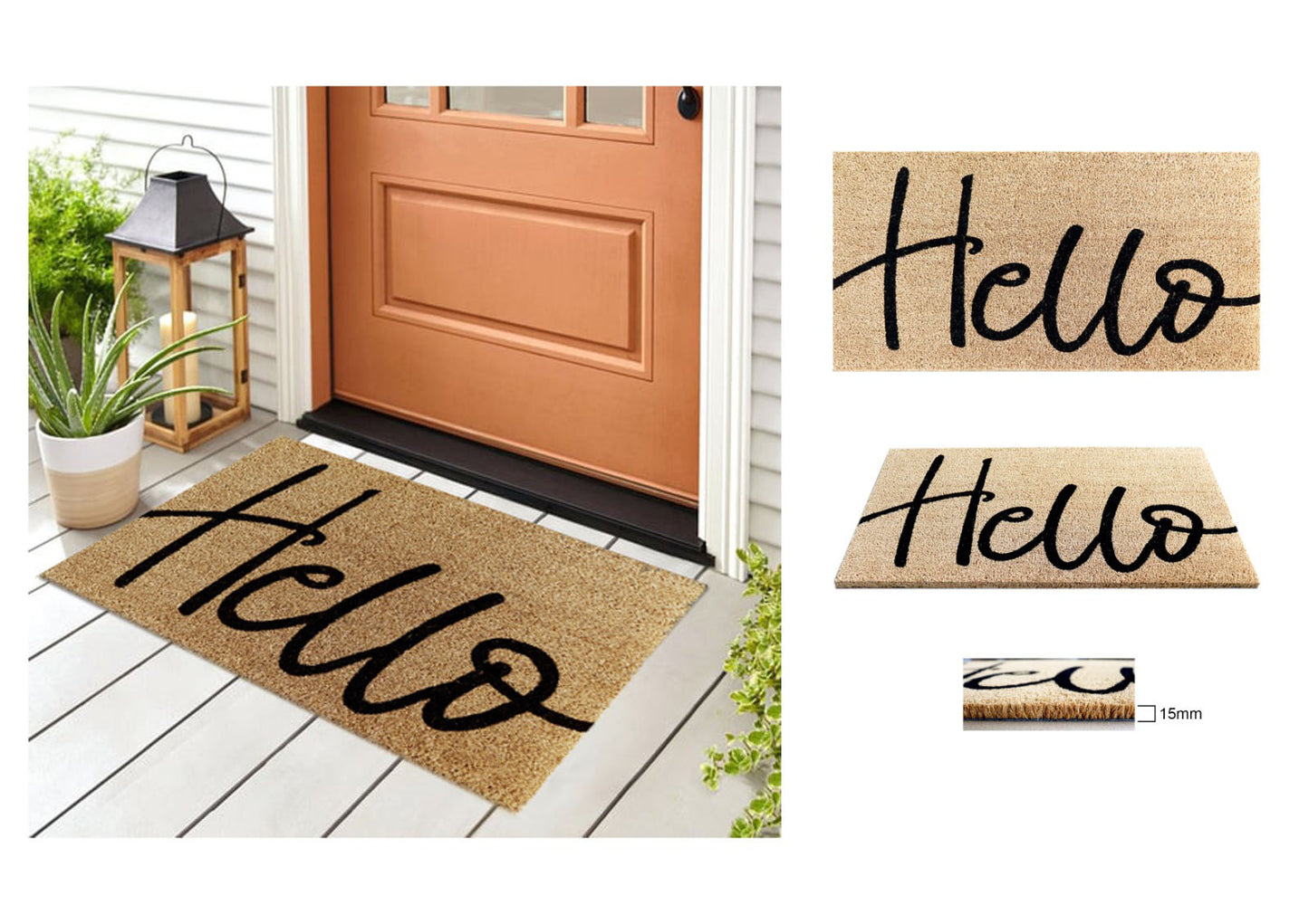 PVC Printed Hello Coir Door Mat 40cmx80cm