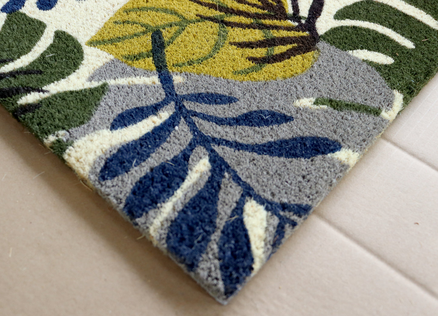 PVC Printed Leaf Coir Door Mat 40cmx80cm