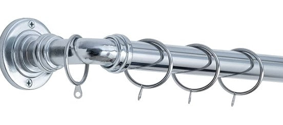 Room Darkening Metal Extendable Curtain Pole With Rings and Fittings (25/28mm)