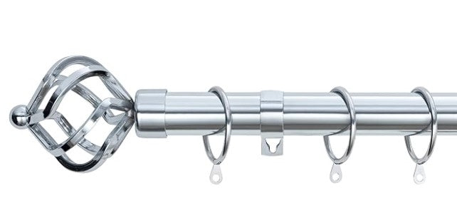 Twisted Metal Extendable Curtain Pole with Rings and Fittings (25/28mm)