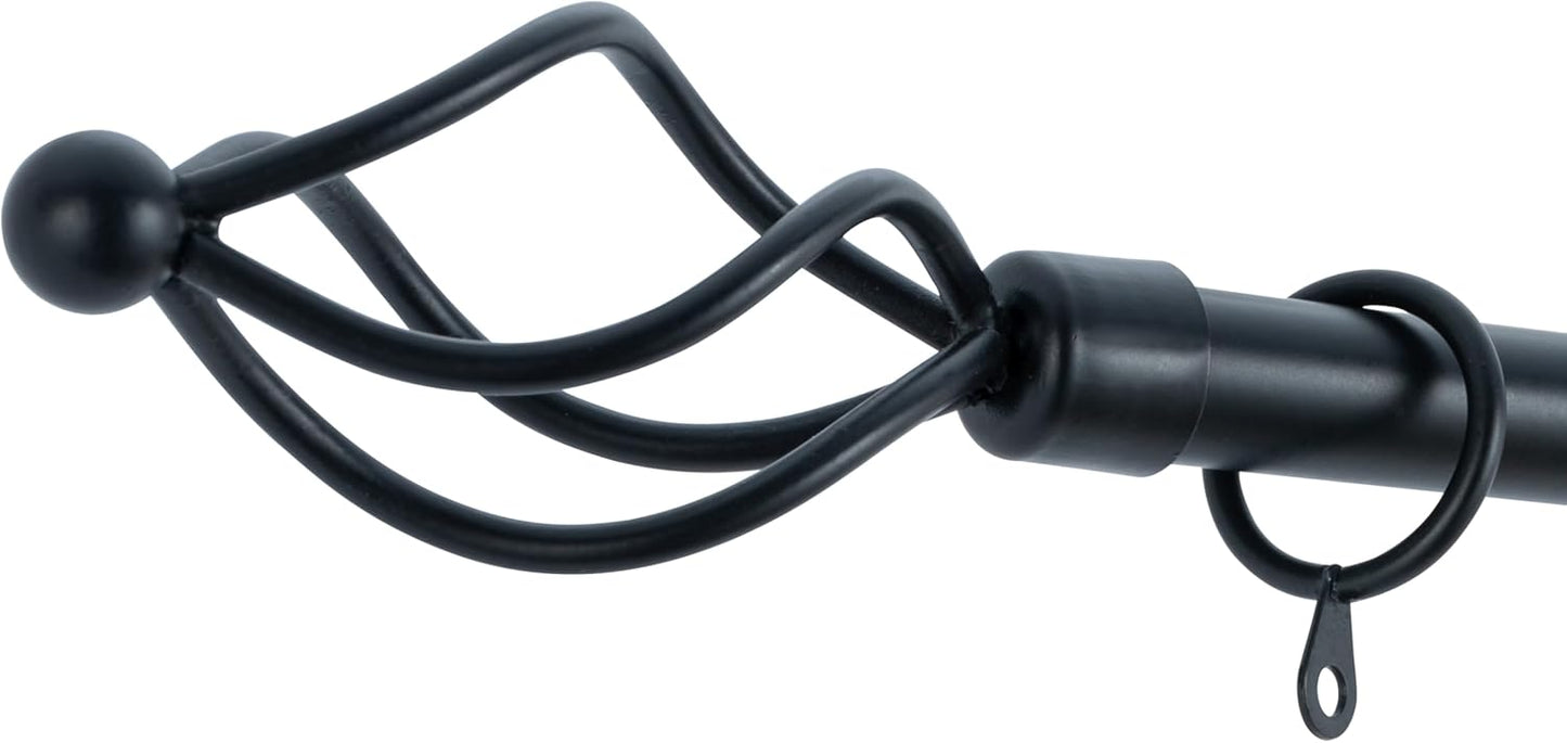 Small Twisted Metal Extendable Curtain Pole With Rings and Fittings (13/16mm)