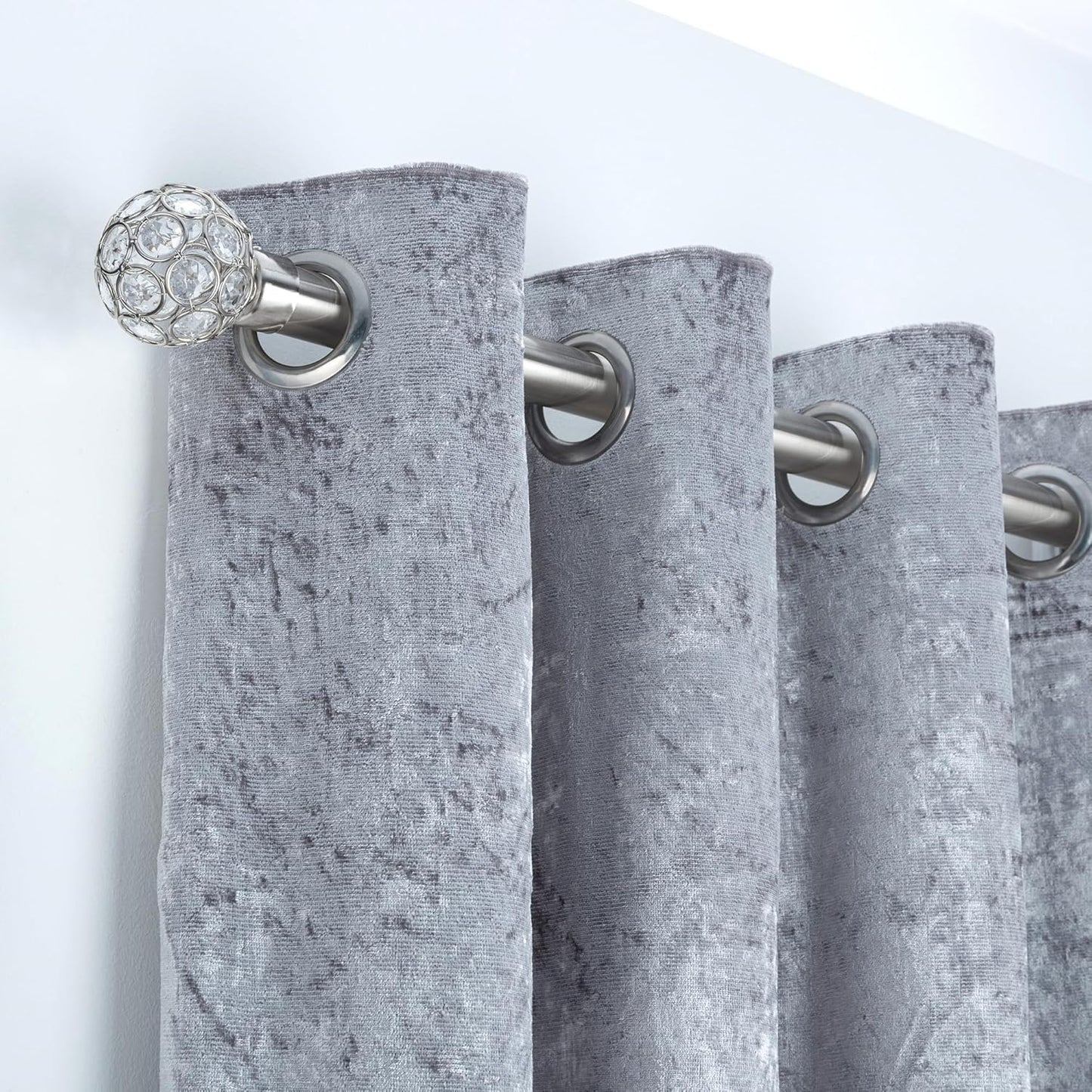 Beaded Gem Metal Extendable Curtain Pole With Rings and Fittings (25/28mm)