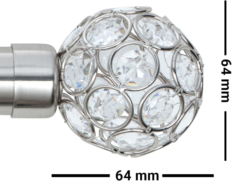 Beaded Gem Metal Extendable Curtain Pole With Rings and Fittings (25/28mm)