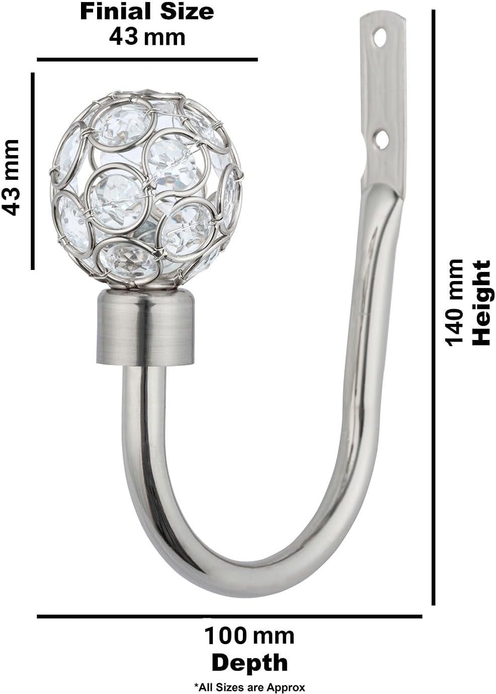 Beaded Gem Metal Extendable Curtain Pole With Rings and Fittings (25/28mm)