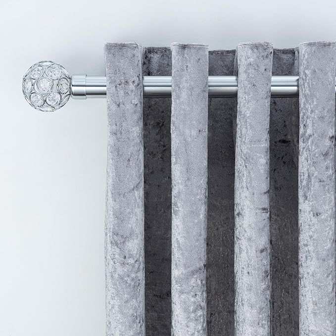 Beaded Gem Metal Extendable Curtain Pole With Rings and Fittings (25/28mm)