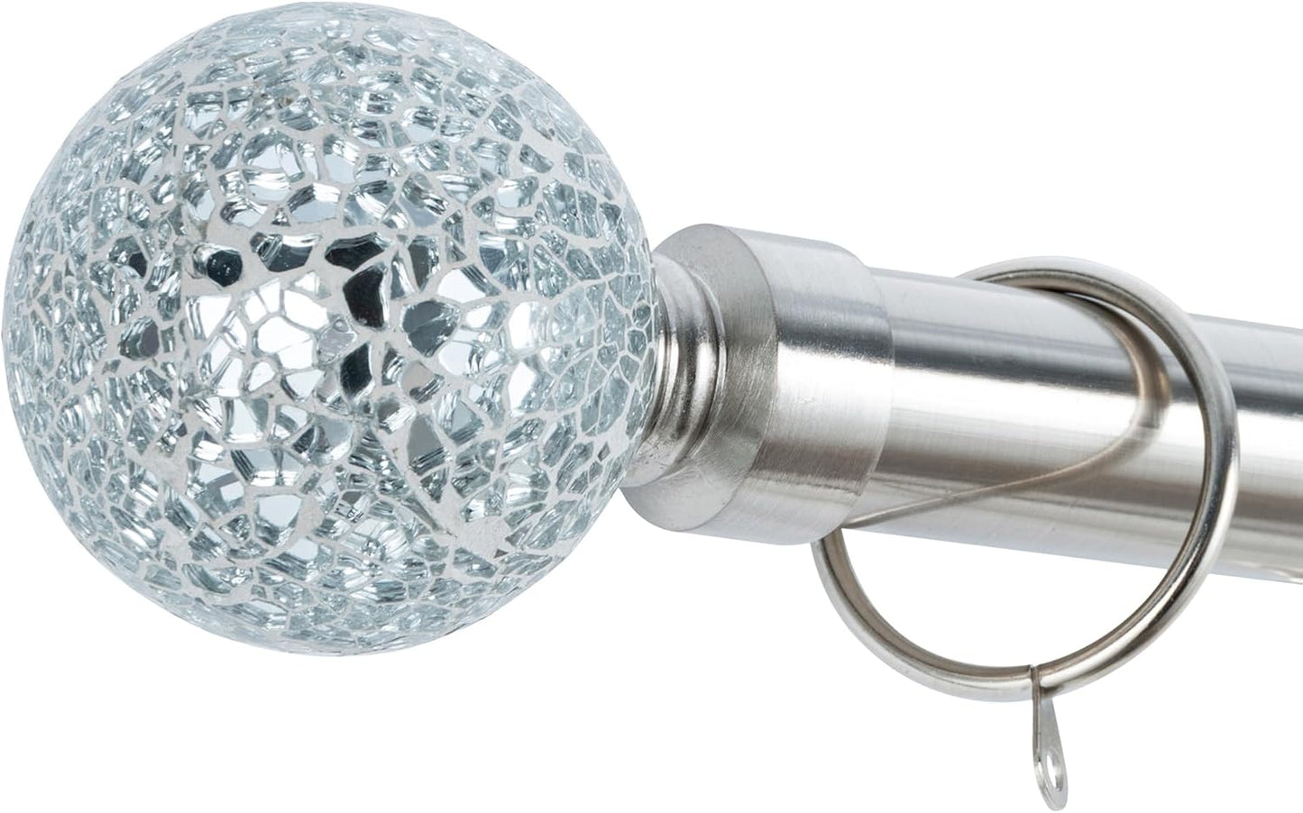 Crackle Ball Metal Extendable Curtain Pole with Rings and Fittings (25/28mm)