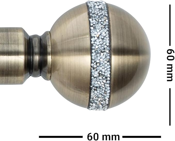 Diamante Ball Metal Extendable Curtain Pole with Rings and Fittings (25/28mm)