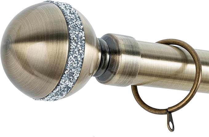 Diamante Ball Metal Extendable Curtain Pole with Rings and Fittings (25/28mm)