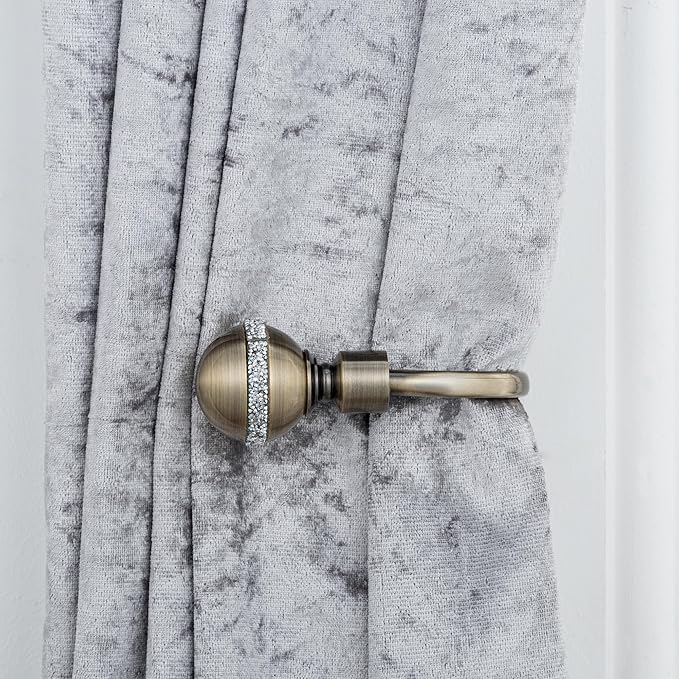 Diamante Ball Metal Extendable Curtain Pole with Rings and Fittings (25/28mm)