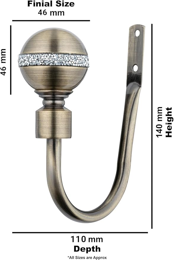 Diamante Ball Metal Extendable Curtain Pole with Rings and Fittings (25/28mm)