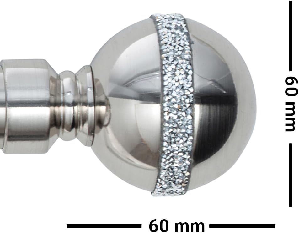 Diamante Ball Metal Extendable Curtain Pole with Rings and Fittings (25/28mm)