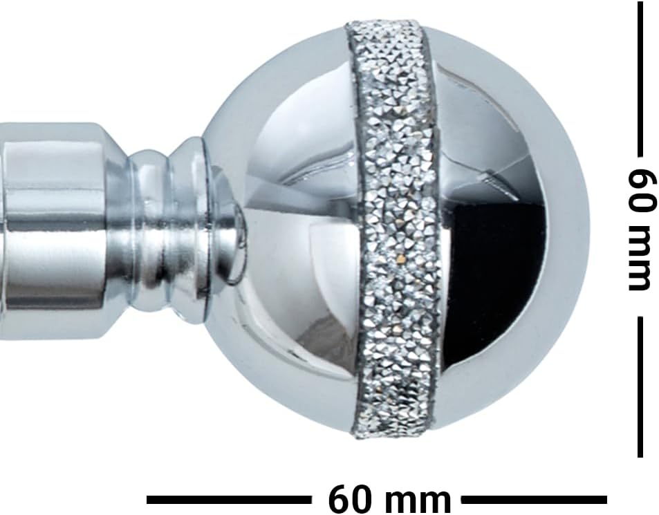Diamante Ball Metal Extendable Curtain Pole with Rings and Fittings (25/28mm)