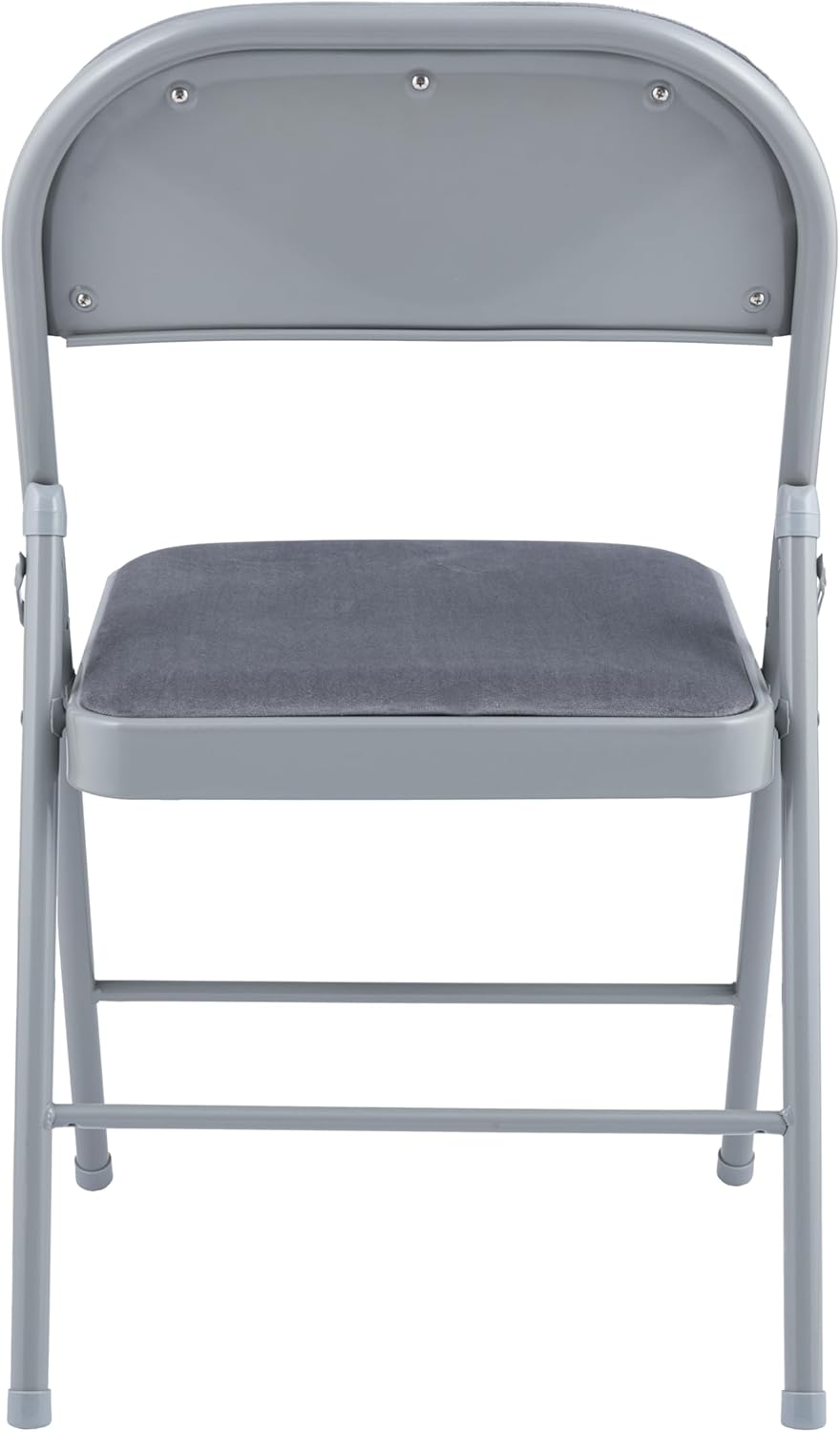 Metal Frame Foldable Chair Velvet Padded Chair for Kitchen Garden Office - Grey