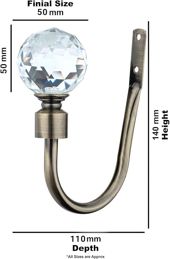 Gem Crystal Ball Metal Extendable Curtain Pole with Rings and Fittings (25/28mm)
