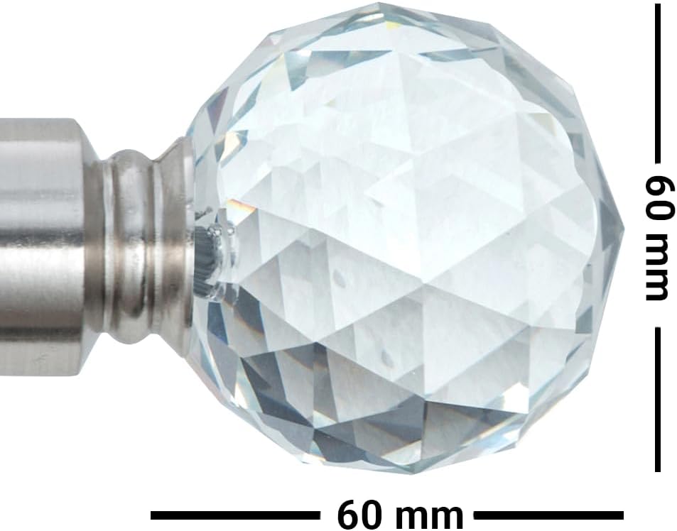 Gem Crystal Ball Metal Extendable Curtain Pole with Rings and Fittings (25/28mm)