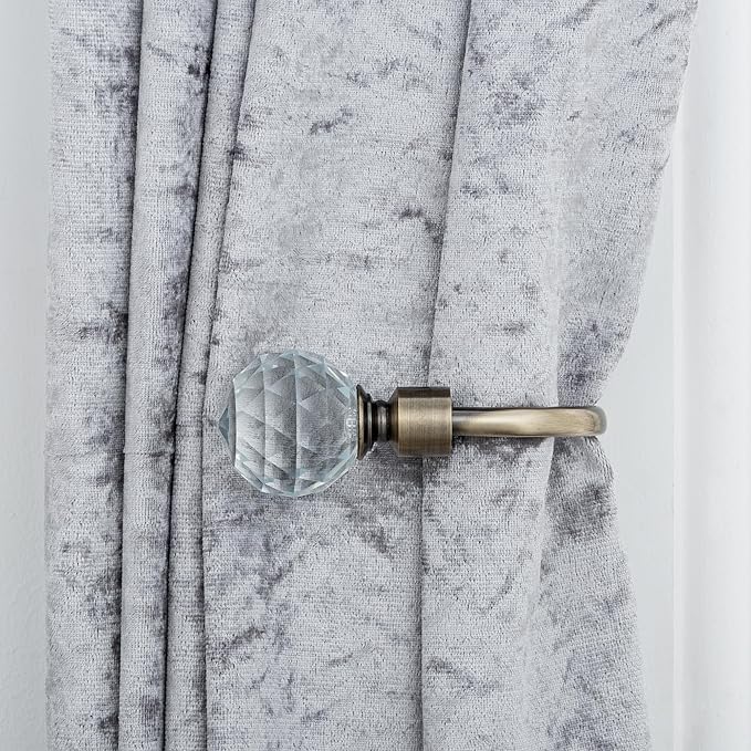 Gem Crystal Ball Metal Extendable Curtain Pole with Rings and Fittings (25/28mm)