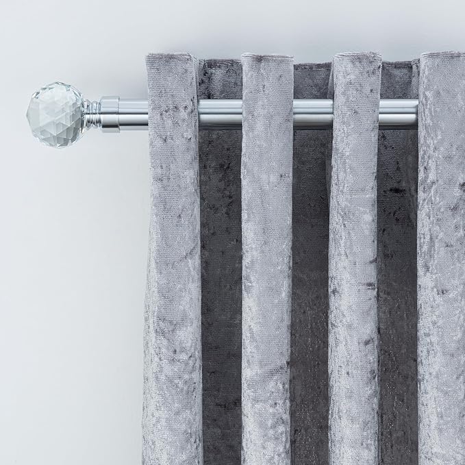 Gem Crystal Ball Metal Extendable Curtain Pole with Rings and Fittings (25/28mm)