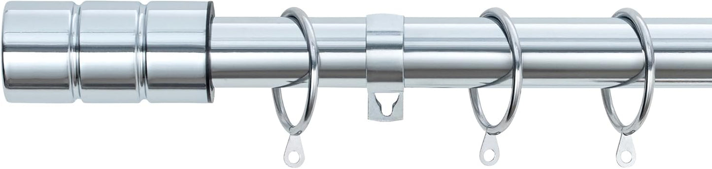 Plain Barrel Metal Extendable Curtain Pole with Rings and Fittings (25/28mm)