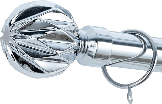 Geo Ball Metal Extendable Curtain Pole With Rings and Fittings (25/28mm)