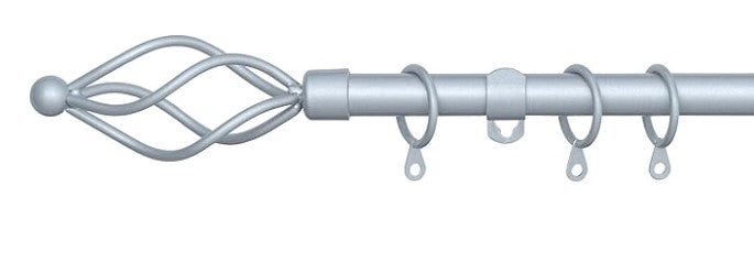 Small Twisted Metal Extendable Curtain Pole With Rings and Fittings (13/16mm)