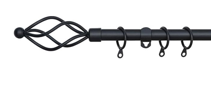 Small Twisted Metal Extendable Curtain Pole With Rings and Fittings (13/16mm)