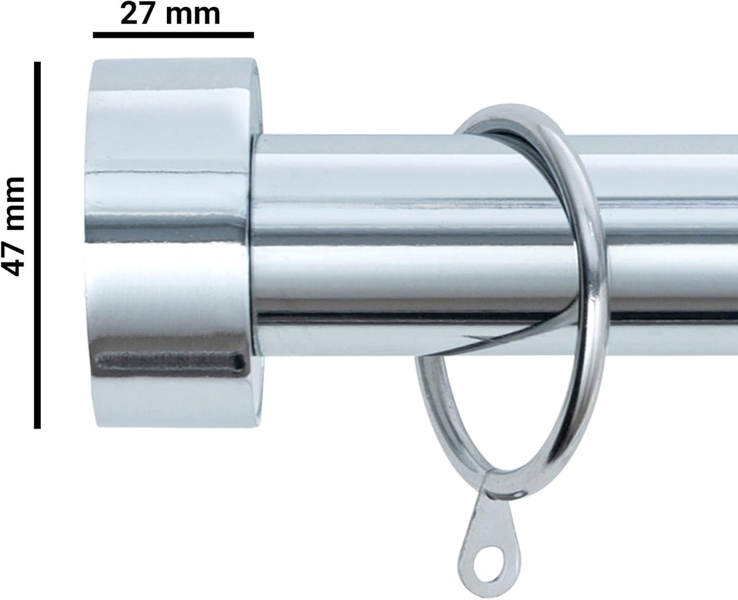 Stud End Metal Extendable Curtain Pole With Rings and Fittings (25/28mm)