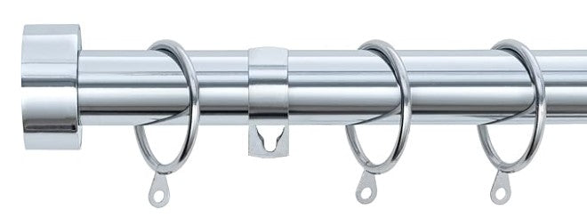 Stud End Metal Extendable Curtain Pole With Rings and Fittings (25/28mm)