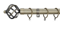 Twisted Metal Extendable Curtain Pole with Rings and Fittings (25/28mm)