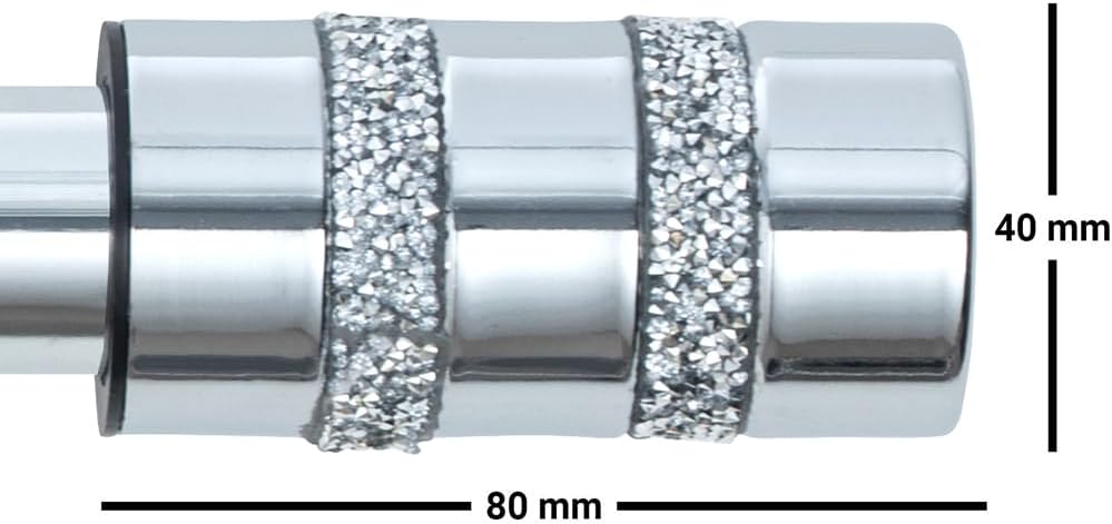 Diamante Barrel Metal Extendable Curtain Pole With Rings and Fittings, In a Variety of Colours and Sizes (25/28mm)