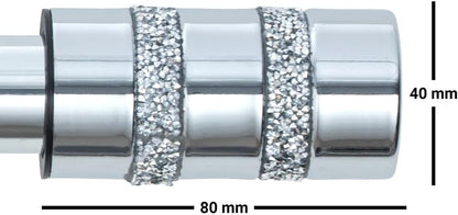 Diamante Barrel Metal Extendable Curtain Pole With Rings and Fittings, In a Variety of Colours and Sizes (25/28mm)