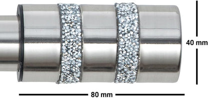 Diamante Barrel Metal Extendable Curtain Pole With Rings and Fittings, In a Variety of Colours and Sizes (25/28mm)