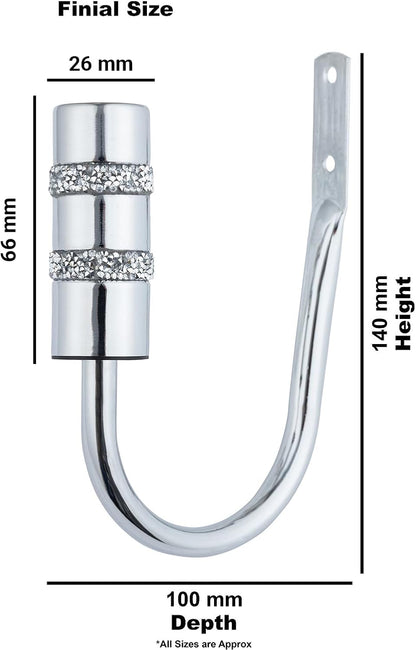 Diamante Barrel Metal Extendable Curtain Pole With Rings and Fittings, In a Variety of Colours and Sizes (25/28mm)