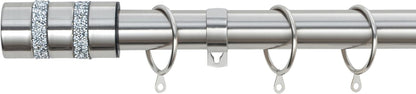 Diamante Barrel Metal Extendable Curtain Pole With Rings and Fittings, In a Variety of Colours and Sizes (25/28mm)