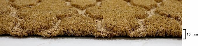 Natural Coir Doormat Embossed Trellis Pattern 40cm x 80cm | Non-Slip PVC Backed