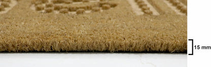 Natural Coir Doormat Embossed Hello Pattern 40cm x 80cm | Non-Slip PVC Backed