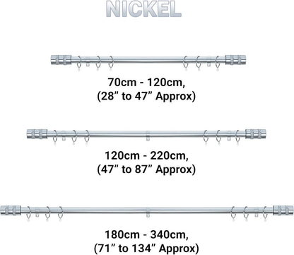 Diamante Barrel Metal Extendable Curtain Pole With Rings and Fittings, In a Variety of Colours and Sizes (25/28mm)