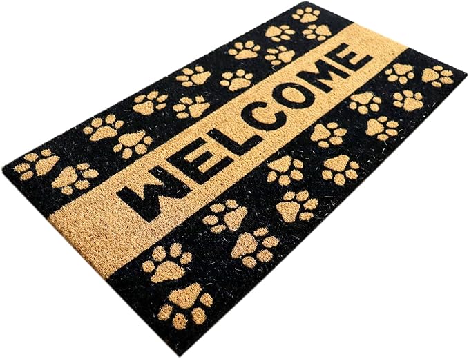 PVC Printed Paw Welcome Coir Door Mat 40cmx80cm