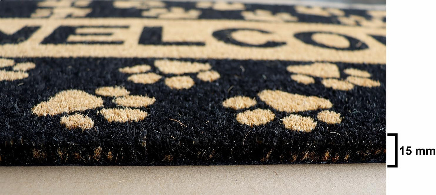 PVC Printed Paw Welcome Coir Door Mat 40cmx80cm