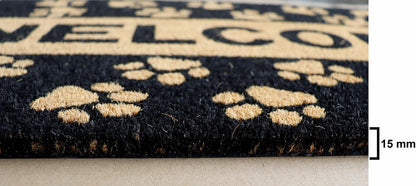 PVC Printed Paw Welcome Coir Door Mat 40cmx80cm