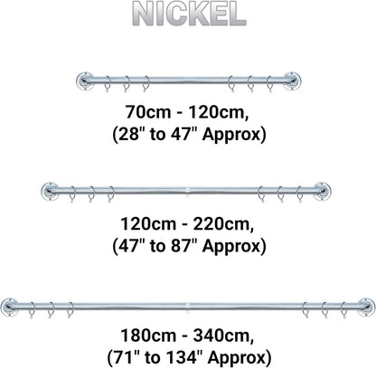 Room Darkening Metal Extendable Curtain Pole With Rings and Fittings (25/28mm)
